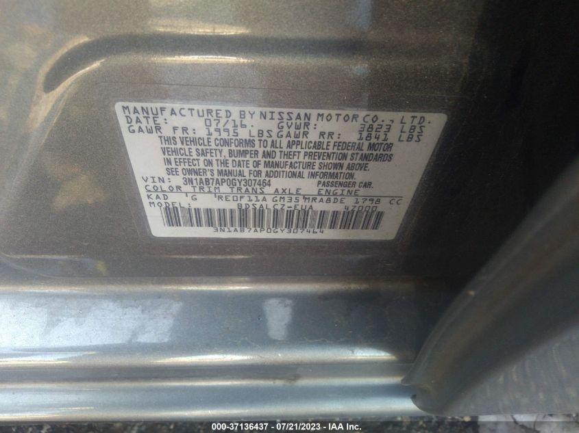 2016 NISSAN SENTRA FE+ S - 3N1AB7AP0GY307464