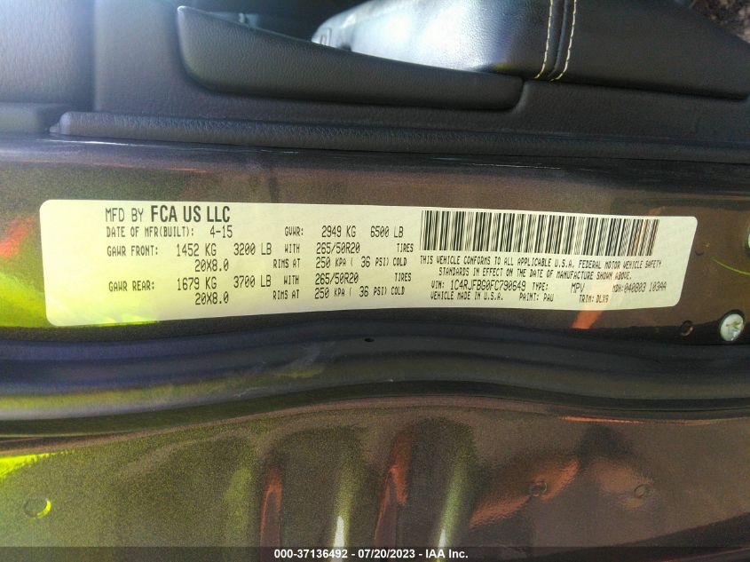 2015 JEEP GRAND CHEROKEE LIMITED - 1C4RJFBG0FC790649