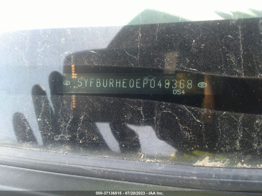 2014 TOYOTA COROLLA L/LE/S/S PLUS/LE PLUS - 5YFBURHE0EP048368