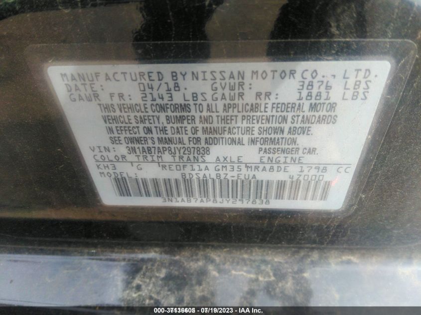 2018 NISSAN SENTRA S - 3N1AB7AP8JY297838