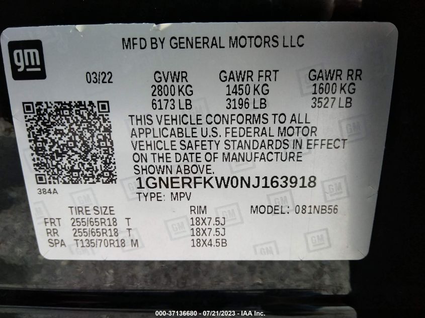 2022 CHEVROLET TRAVERSE LS - 1GNERFKW0NJ163918