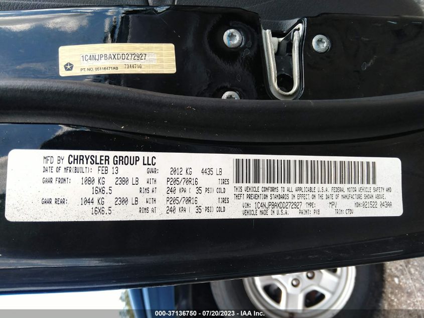 2013 JEEP PATRIOT SPORT - 1C4NJPBAXDD272927