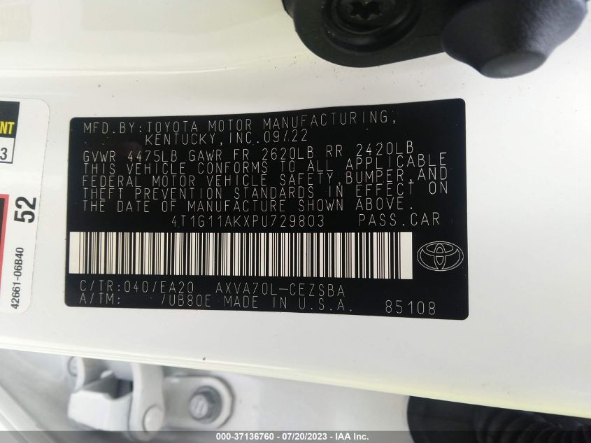 2023 TOYOTA CAMRY SE/SE NIGHTSHADE - 4T1G11AKXPU729803