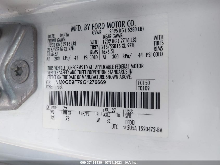 2016 FORD TRANSIT CONNECT WAGON XLT - NM0GE9F79G1276669