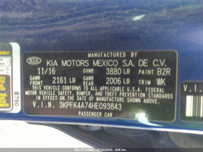 2017 KIA FORTE LX - 3KPFK4A74HE093843