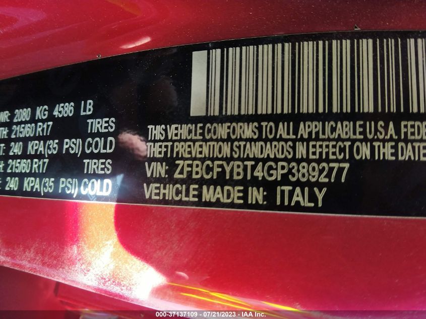 2016 FIAT 500X EASY - ZFBCFYBT4GP389277