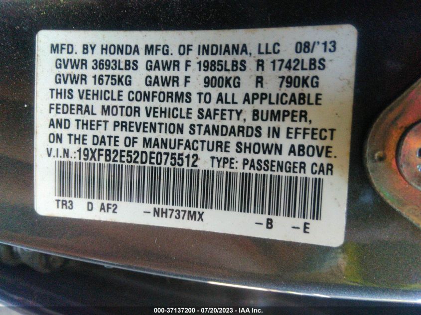2013 HONDA CIVIC LX - 19XFB2E52DE075512