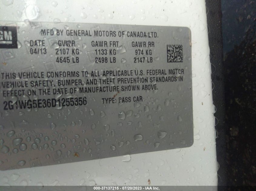 2013 CHEVROLET IMPALA LT - 2G1WG5E36D1255356