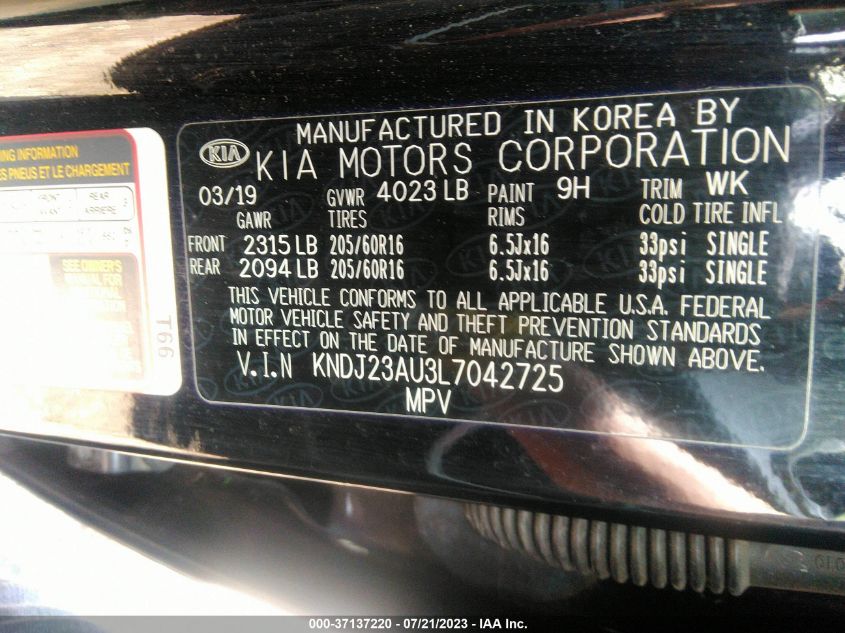 2020 KIA SOUL LX - KNDJ23AU3L7042725
