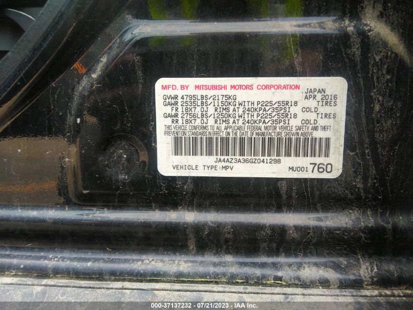 2016 MITSUBISHI OUTLANDER SE/SEL/ES - JA4AZ3A36GZ041298