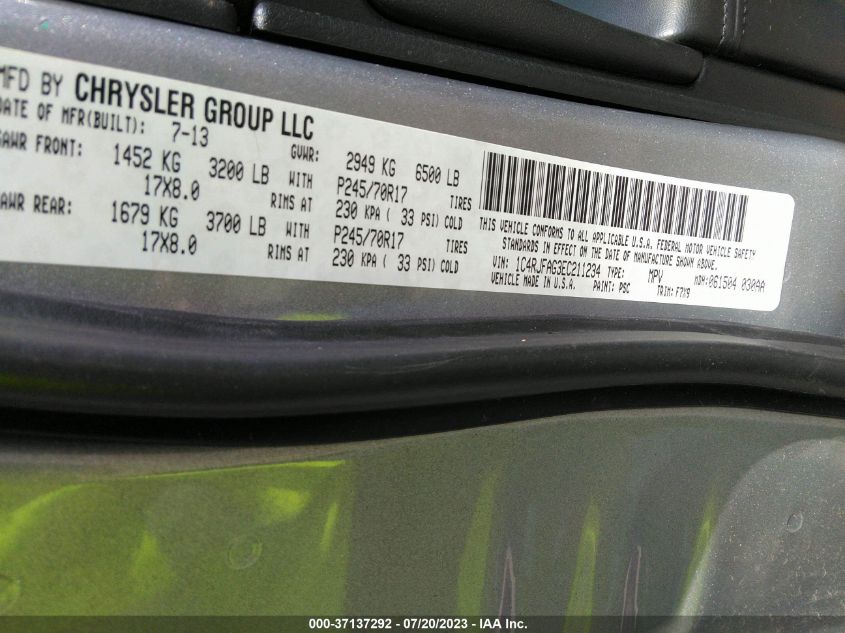 2014 JEEP GRAND CHEROKEE LAREDO - 1C4RJFAG3EC211234