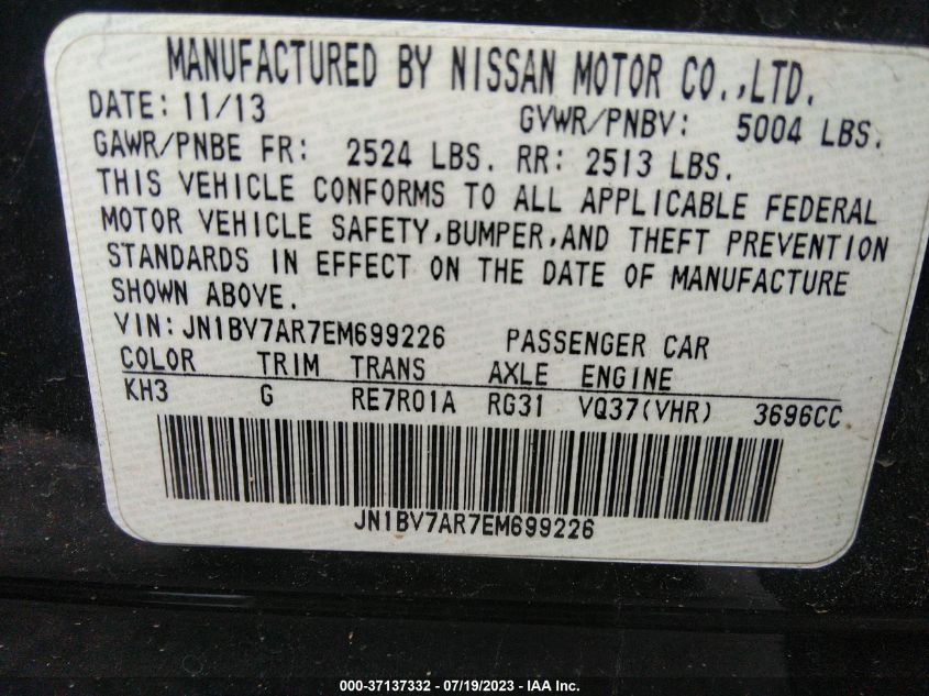 2014 INFINITI Q50 PREMIUM - JN1BV7AR7EM699226