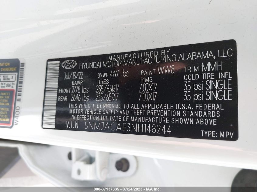 2022 HYUNDAI TUCSON SE - 5NMJACAE3NH148244