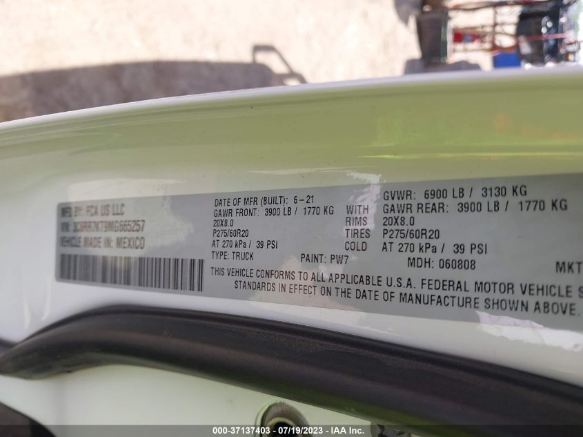 2021 RAM 1500 CLASSIC TRADESMAN - 3C6RR7KT9MG665257