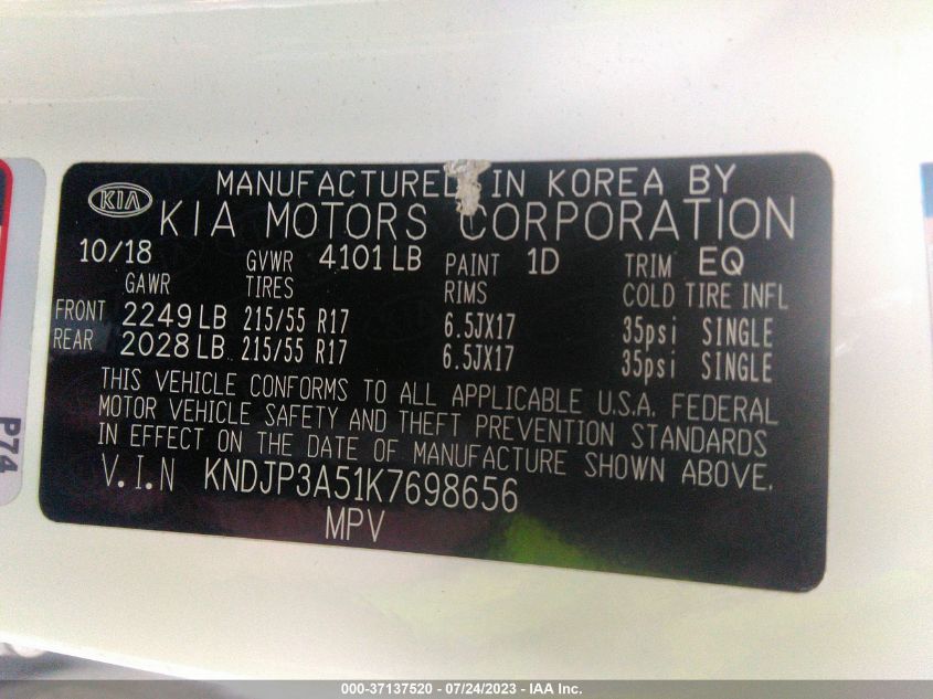 2019 KIA SOUL + - KNDJP3A51K7698656