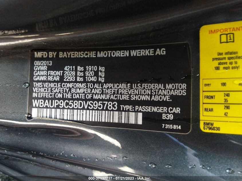 2013 BMW 1 SERIES 128I WBAUP9C58DVS95783