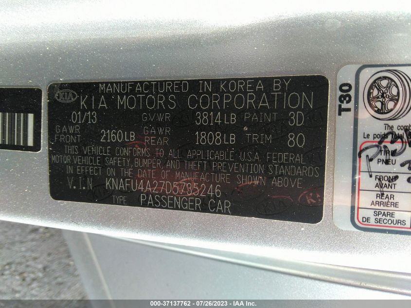 2013 KIA FORTE EX - KNAFU4A27D5735246