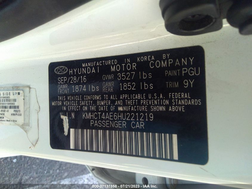 2017 HYUNDAI ACCENT SE - KMHCT4AE6HU221219