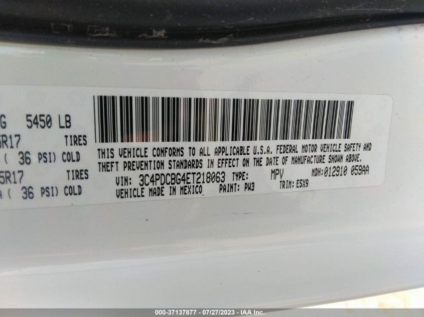 2014 DODGE JOURNEY SXT - 3C4PDCBG4ET218063