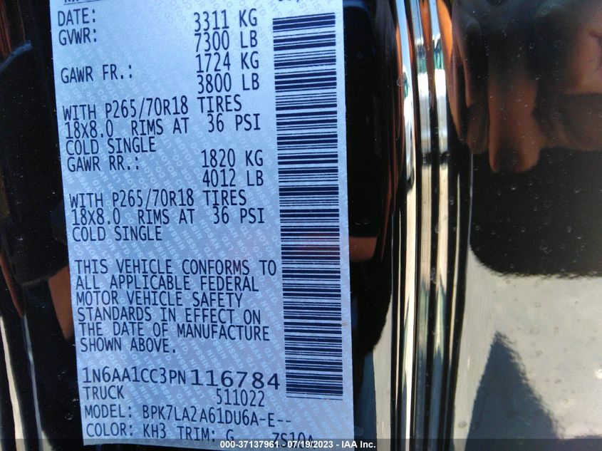 2023 NISSAN TITAN S - 1N6AA1CC3PN116784