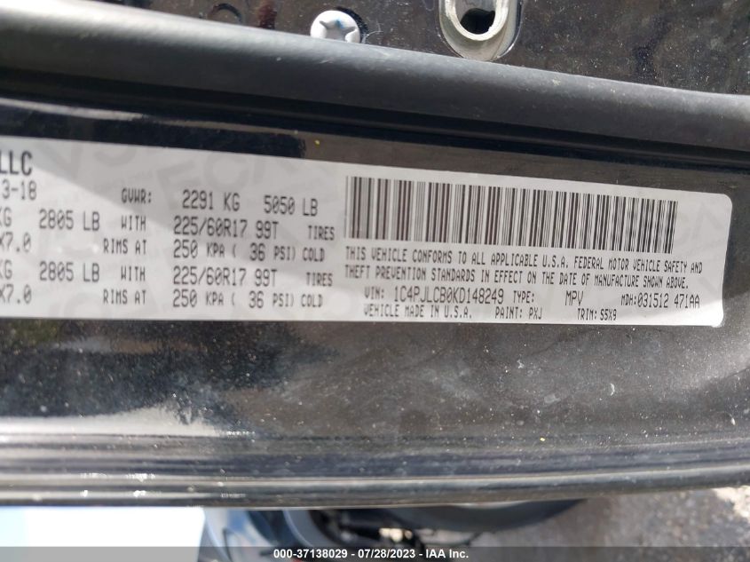 2019 JEEP CHEROKEE LATITUDE - 1C4PJLCB0KD148249