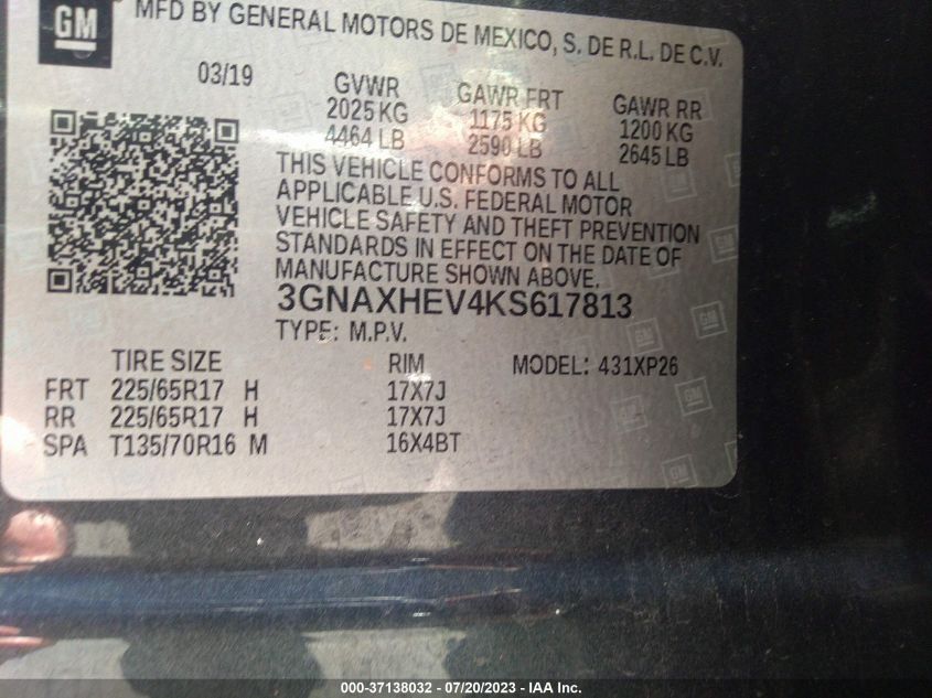 2019 CHEVROLET EQUINOX LS - 3GNAXHEV4KS617813