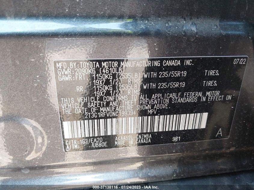 2022 TOYOTA RAV4 XLE PREMIUM - 2T3C1RFV0NC199394