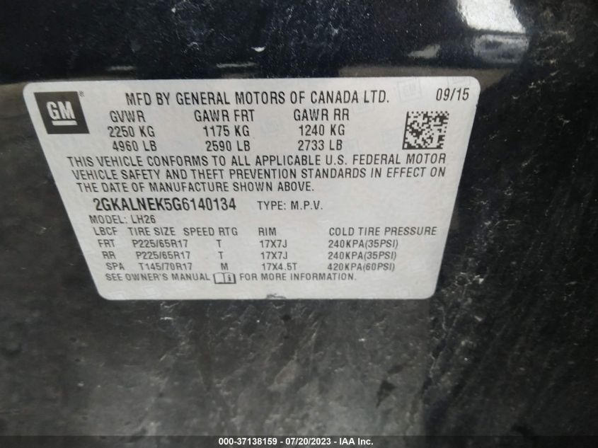 2016 GMC TERRAIN SLE - 2GKALNEK5G6140134