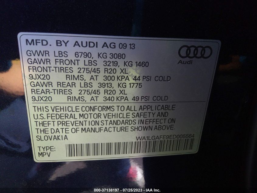 2014 AUDI Q7 3.0T PREMIUM PLUS - WA1LGAFE9ED005564