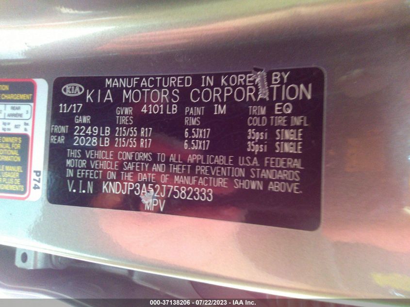 2018 KIA SOUL + - KNDJP3A52J7582333