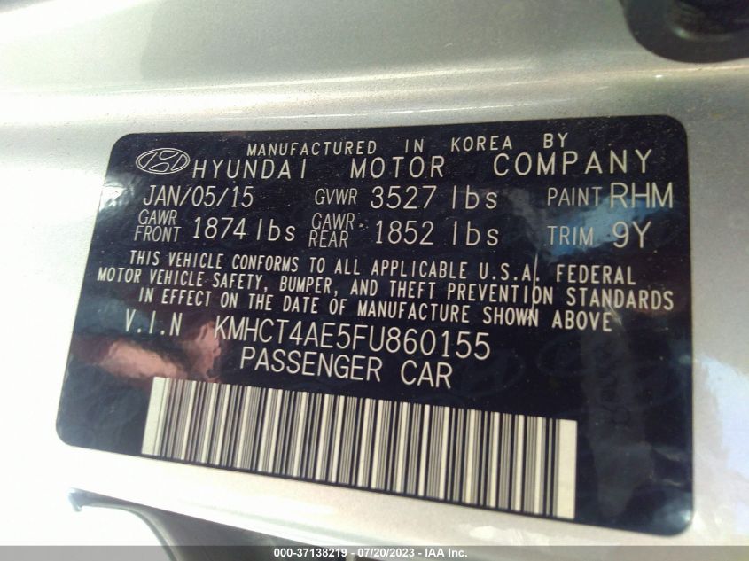 2015 HYUNDAI ACCENT GLS - KMHCT4AE5FU860155