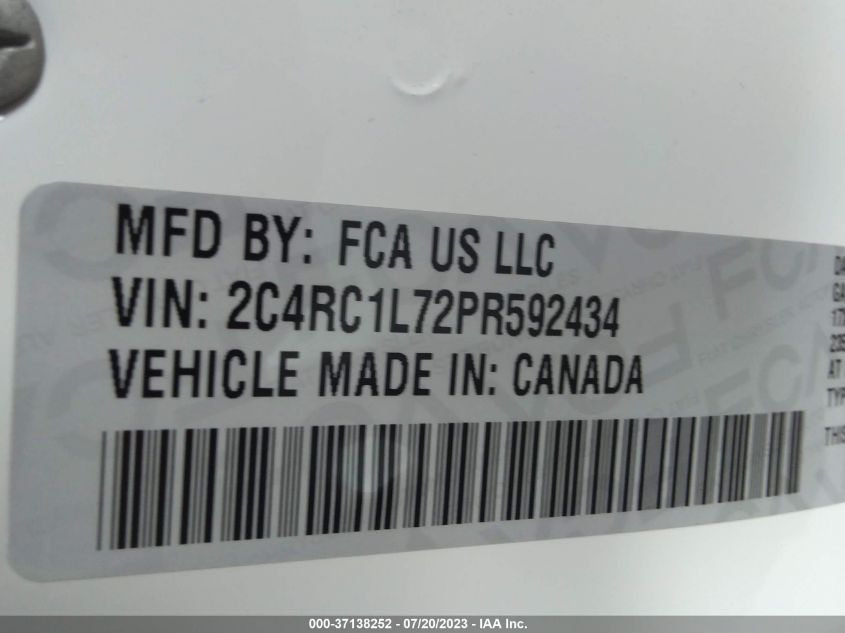 2023 CHRYSLER PACIFICA - 2C4RC1L72PR592434