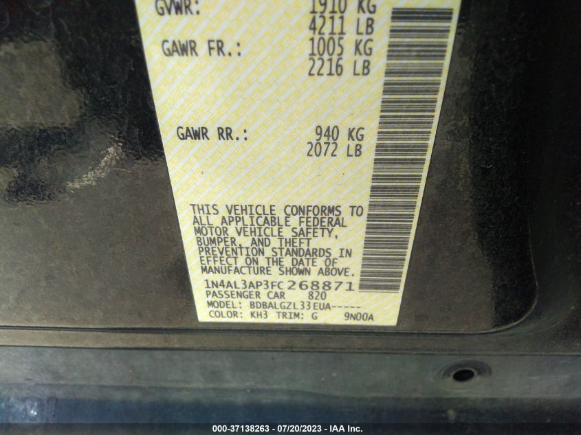 2015 NISSAN ALTIMA 2.5 - 1N4AL3AP3FC268871