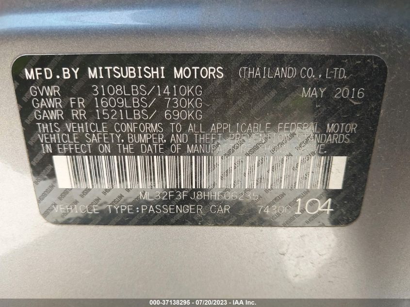 2017 MITSUBISHI MIRAGE G4 ES - ML32F3FJ8HHF06235