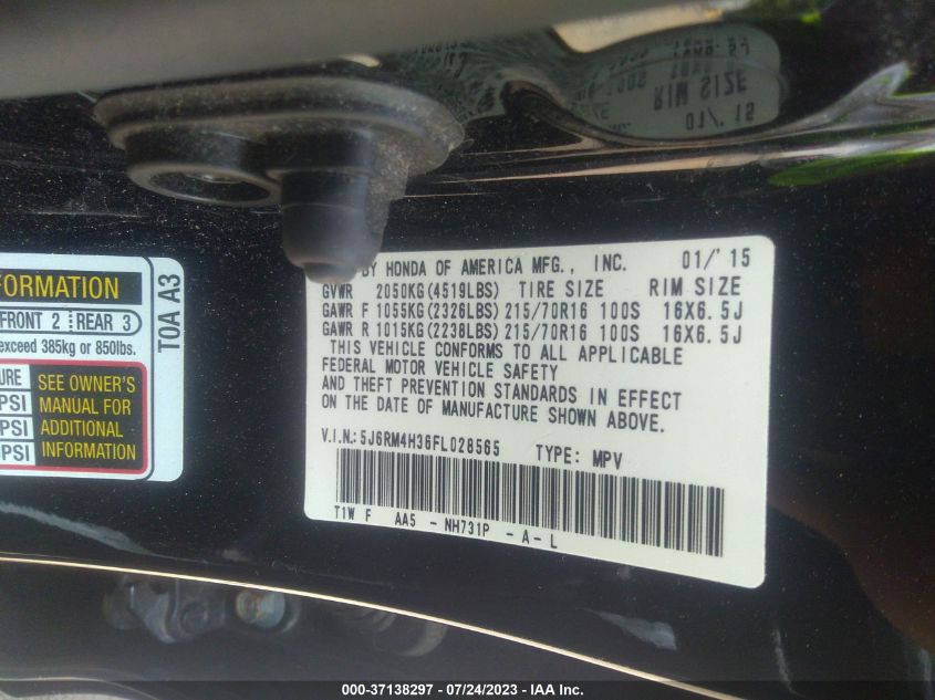 2015 HONDA CR-V LX - 5J6RM4H36FL028565