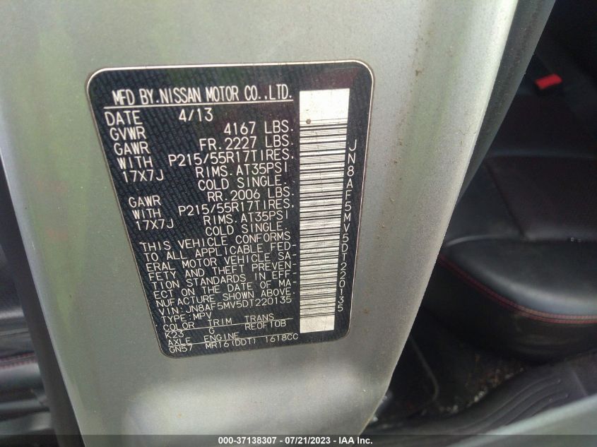2013 NISSAN JUKE SL - JN8AF5MV5DT220135