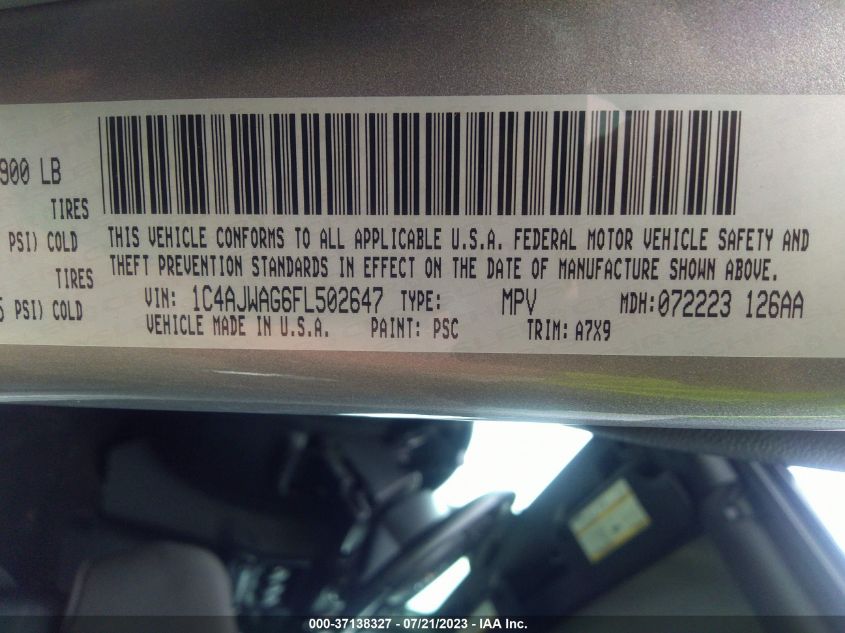 2015 JEEP WRANGLER SPORT - 1C4AJWAG6FL502647