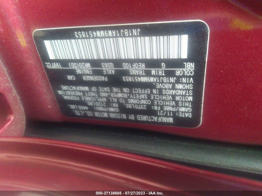 2021 NISSAN ROGUE SPORT S - JN1BJ1AW9MW451853
