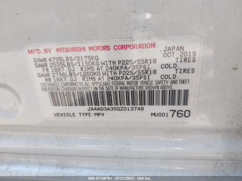 2016 MITSUBISHI OUTLANDER SE/SEL - JA4AD3A35GZ013748