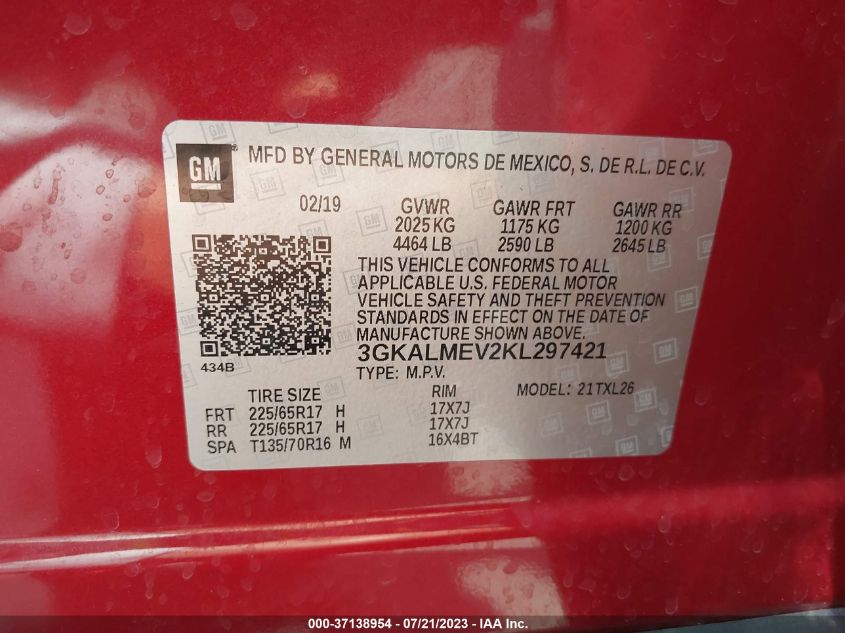 2019 GMC TERRAIN SLE - 3GKALMEV2KL297421