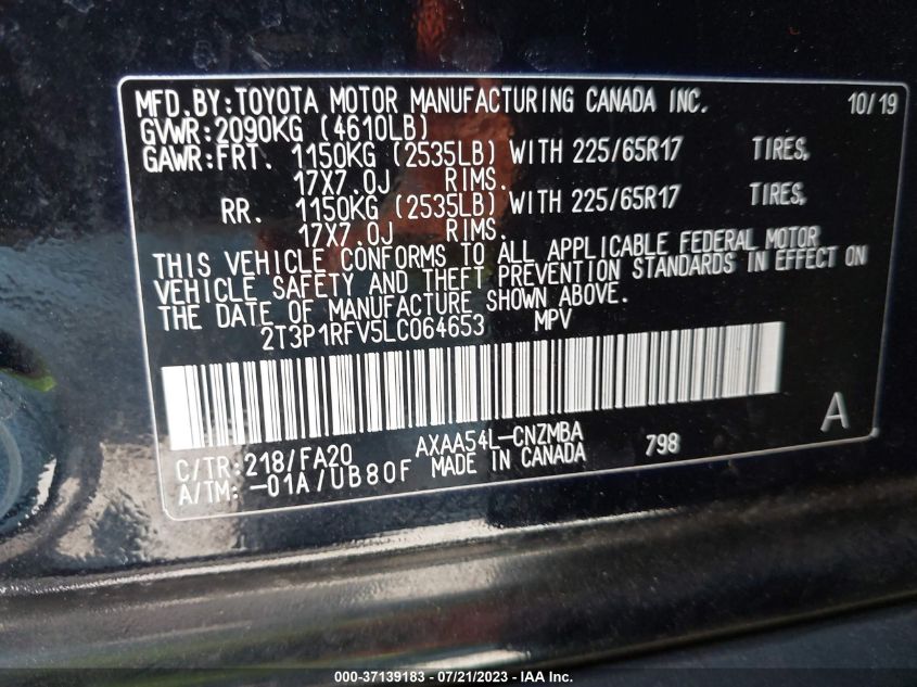 2020 TOYOTA RAV4 XLE - 2T3P1RFV5LC064653