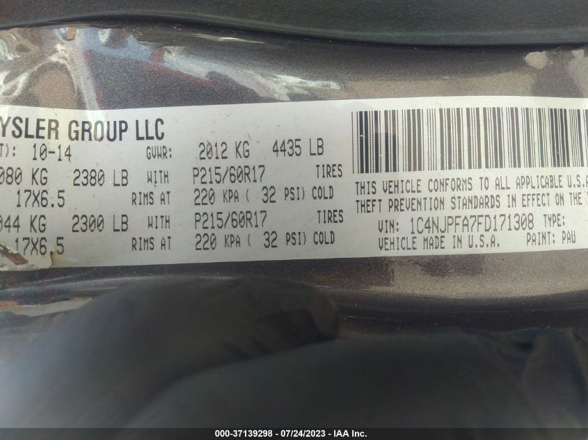 2015 JEEP PATRIOT HIGH ALTITUDE EDITION - 1C4NJPFA7FD171308