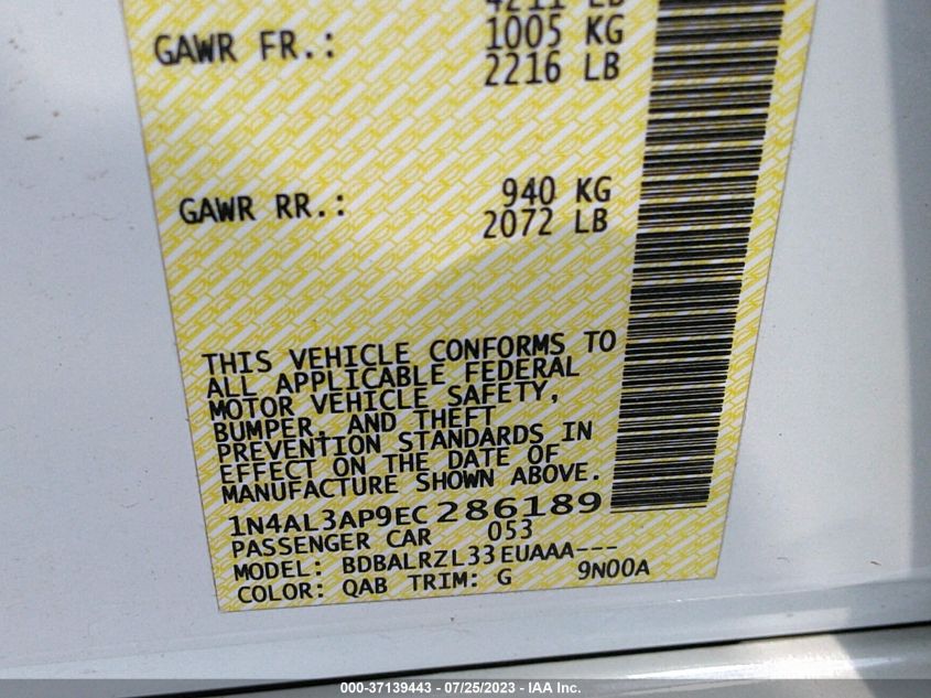 2014 NISSAN ALTIMA 2.5 - 1N4AL3AP9EC286189