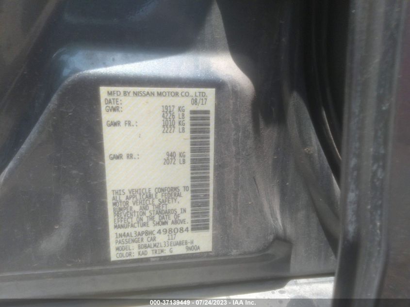 2017 NISSAN ALTIMA 2.5 SV - 1N4AL3AP8HC498084