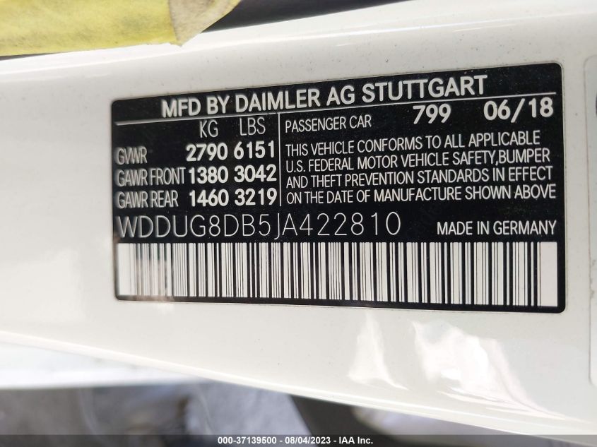 2018 MERCEDES-BENZ S-CLASS S 560 - WDDUG8DB5JA422810