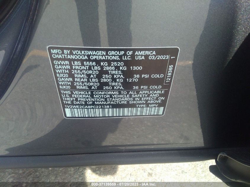 2023 VOLKSWAGEN ATLAS CROSS SPORT 3.6L V6 SE W/TECHNOLOGY - 1V2WE2CA8PC221381