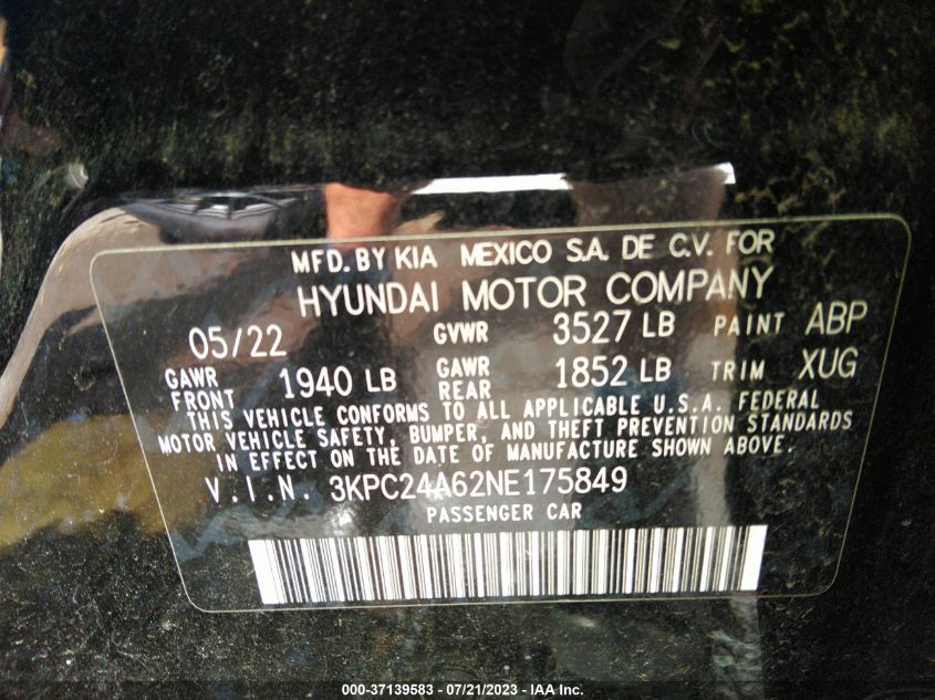 2022 HYUNDAI ACCENT SE/SEL - 3KPC24A62NE175849