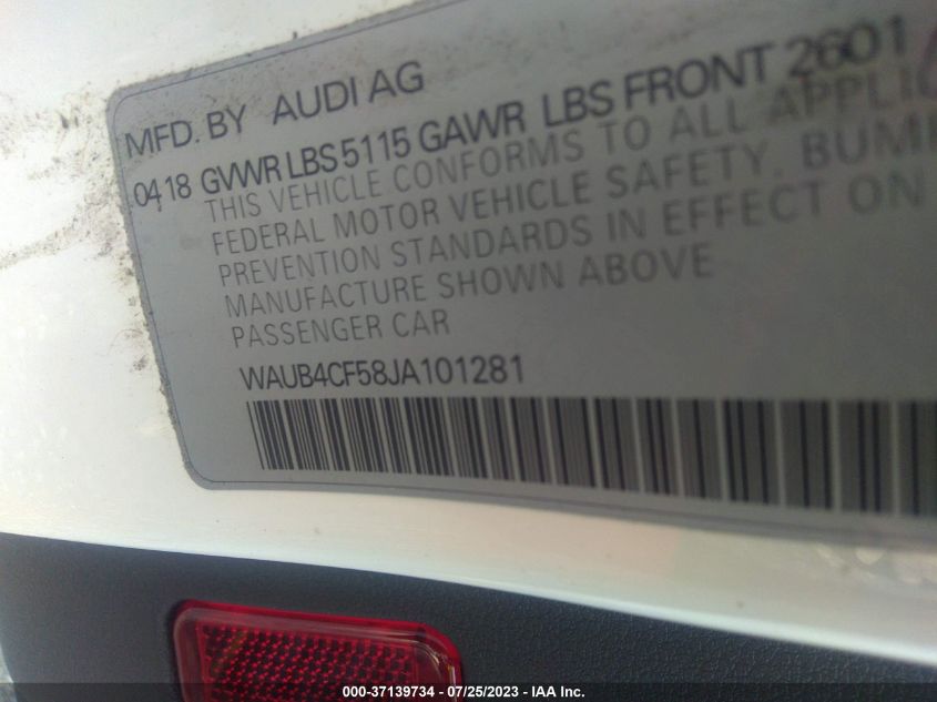 2018 AUDI S5 SPORTBACK PREMIUM PLUS - WAUB4CF58JA101281