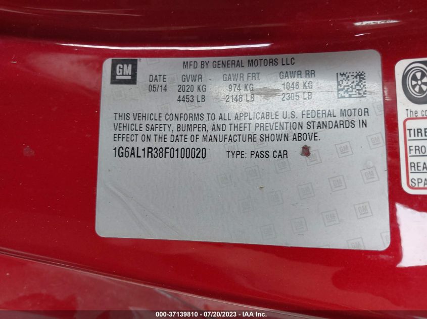 2015 CADILLAC ATS COUPE PREMIUM AWD 1G6AL1R38F0100020
