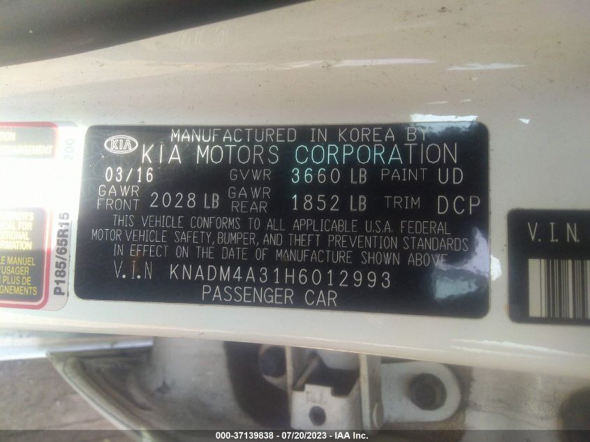 2017 KIA RIO LX - KNADM4A31H6012993